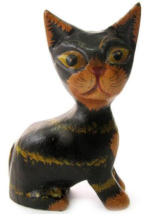Статуэтка деревянная "кот" (10 см) (индонезия)