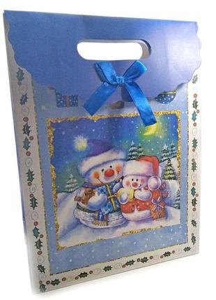 Пакет подарунковий картонний "новорічний" (24х32х10,5см)