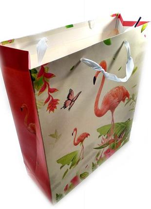 Пакет подарочный картонный "фламинго и единороги" (26х32х10 см...