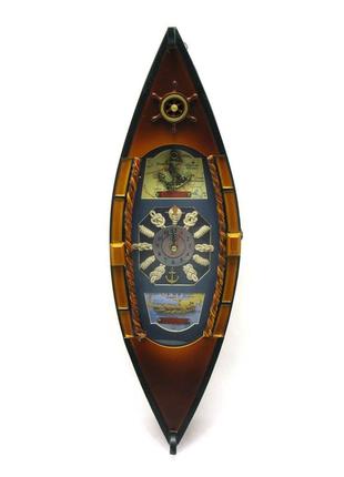 Ключниця "лодка з годинником" (фото 13х18 см) (49,5х15х10 см)