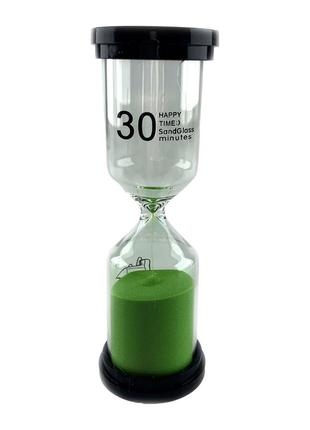 Годинник пісочний 30 хв зелений пісок (13,5х4,5х4,5х4,5 см)