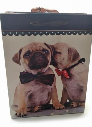 Пакет подарочный картонный "кошки и собаки" (18х23х8 см)