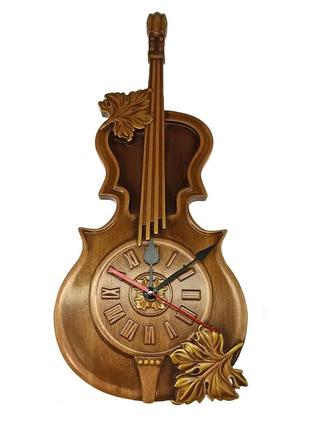 Панно резное "часы скрипка", (50х23х2,2 см),покрыто эмалями, п...
