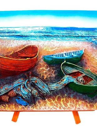 Картина на мольберте "лодки" (7*9cm)
