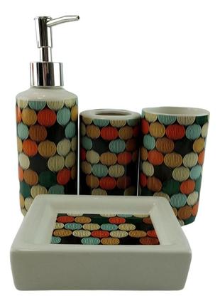 Набор для ванной керамический "разноцветные узоры"