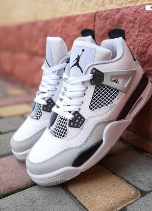 Nike air jordan 4 белые с серым кроссовки мужские кожаные топ ...