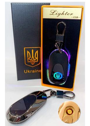 Электрическая зажигалка - брелок Украина с USB-зарядкой и подс...