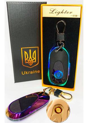 Электрическая зажигалка-брелок Украина с USB-зарядкой и подсве...