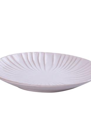 Тарелка плоская круглая из фарфора 20.5 см белая обеденная тар...