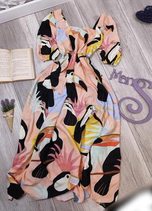 Женское длинное платье ashilda с растительным принтом и попуга...