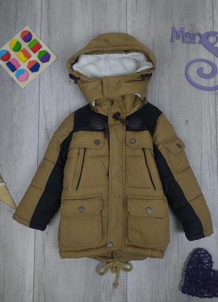 Зимняя куртка для мальчика вкx коричневая с черным размер 92