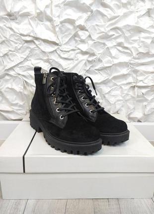 Женские зимние ботинки замшевые черные размер 37