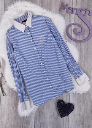 Жіноча сорочка блакитна у білу смужку tommy hilfiger розмір s