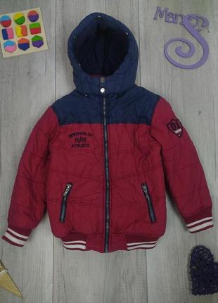 Зимняя куртка для мальчика цвет синий с бордо размер 104 (4-6 ...