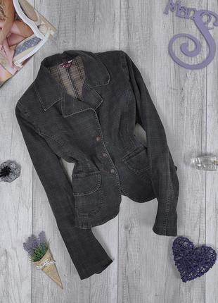 Женский серый джинсовый пиджак в клетку f&k by firat размер м