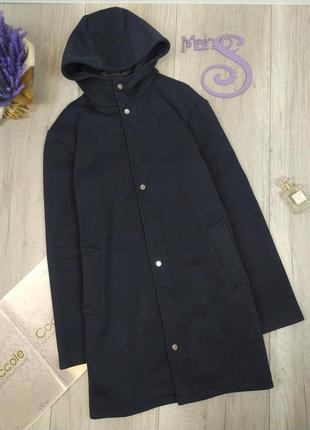 Мужское пальто zara чёрное укороченное с капюшоном размер xl