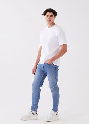Мужские рваные джинсы lc waikiki slim fit голубые размер 36