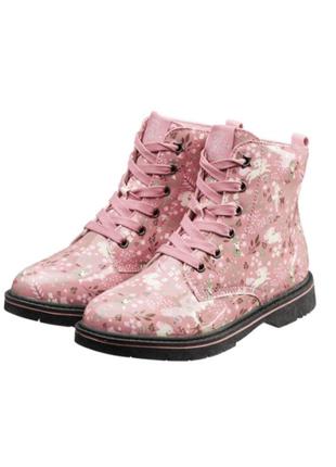 Кожаные розовые ботинки для девочки walkx лакированная кожа ра...