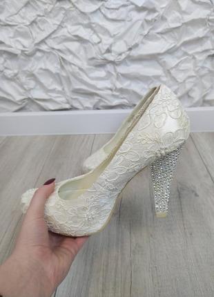 Женские туфли свадебные eva rossi кружевные белые размер 39