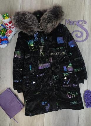 Дитяча зимова куртка для дівчинки denny kids чорна з хутром з ...