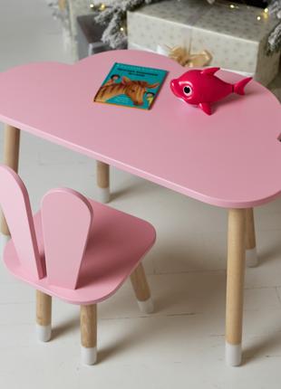 Детский столик тучка и стульчик ушки зайки раздельные розовые....