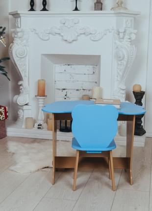 Детский столик и стульчик синий. Крышка облачко