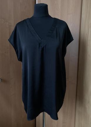 Блуза черная без рукавов искусственный шелк размер xl