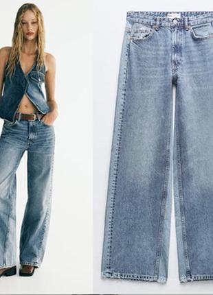 Новые джинсы wide leg от zara большой размер батал