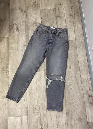 Базовые серые джинсы мом zara размер 36/38