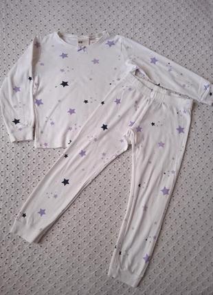 Пижама h&amp;m для девочки тоненькая хлопковая пижамка со звез...