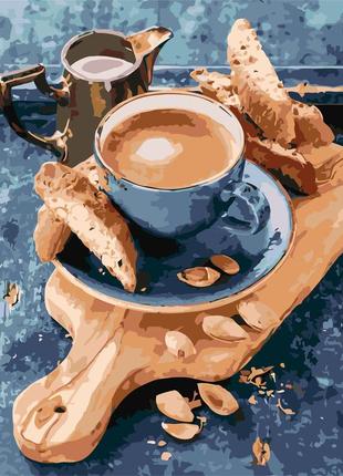 Картина по номерам кофе с печеньем. натюрморт на кухню 40*50 с...