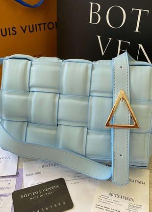 Жіноча сумка bottega veneta padded cassette bag blue