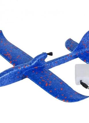 Самолет-планер 36см с зарядкой и моторчиком синий из пенопласт...