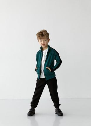 Спортивный костюм на мальчика цвет зеленый с черным р.128 407366
