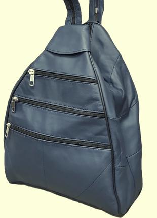 Сумка рюкзак синий кожаный женский (Турция)