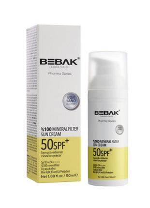 Солнцезащитный минеральный крем для лица spf 50+ bebak pharma