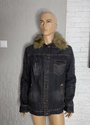 Джинсовая куртка рванка джинсовка на меховой подкладке шерпа