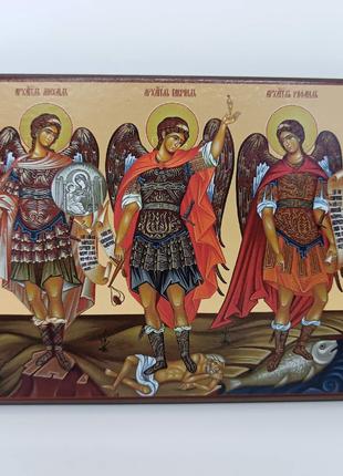 Ікона Архангели Михаїл, Гавриїл і Рафаїл 16х12см