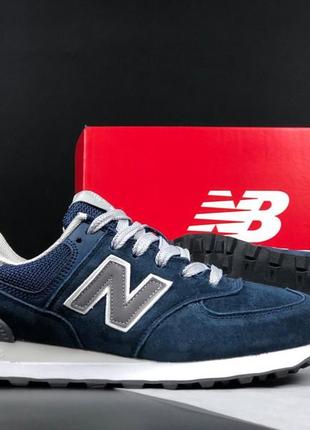 New balance 574 кроссовки кеды темно-синие женские весенние де...