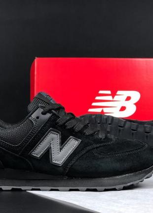 New balance 574 кроссовки кеды черные с черным женские весенни...