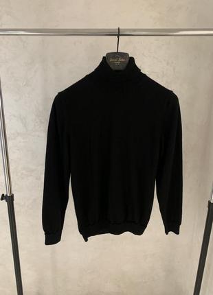 Шерстяной свитер гольф zara пуловер черный шерсть
