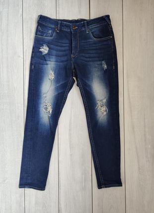 Оригинальные синие стрейчевые рваные джинсы пояс 41 см 32 р he...