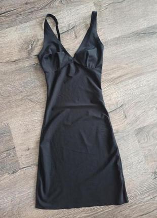 Бесшовное черное утягивающее платье, ночнушка, белье утяжека