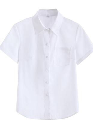 Детская рубашка белая однотонная 7302 белоснежная рубашка с ко...