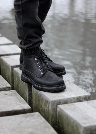 Чоловічі черевики зимові, шкіряні desert black чорного кольору