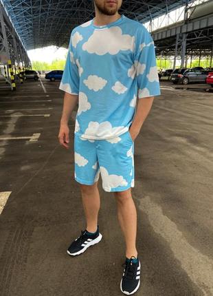 Комплект мужской оверсайз шорты и футболка cloud
