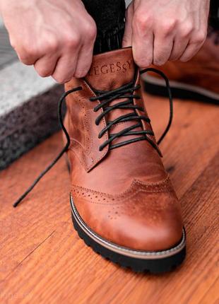 Мужские броги ботинки chester black 🖤демисезон зима, натуральн...