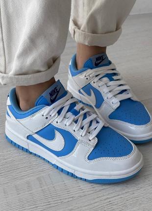 Кроссовки nike sb dunk blue white (лакированная кожа)