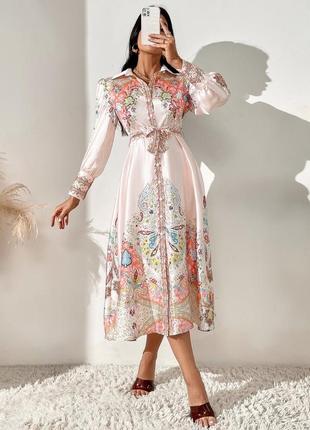 Максі сатинова сукня в квітковий принт український стиль shein...