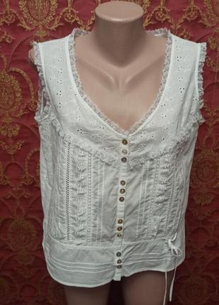 Белая блуза из тоненького хлопка вышивка ришелье